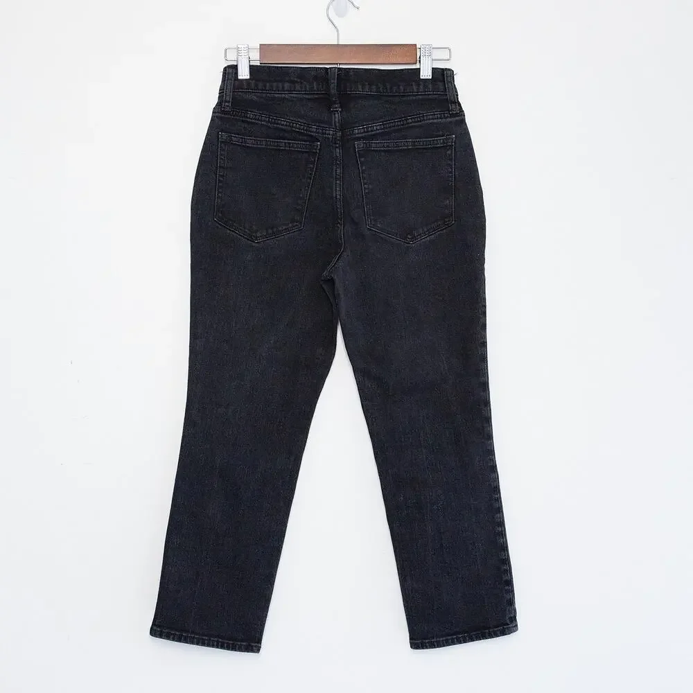 J Crew Black Jeans Women 26P Petite Straight Leg Denim Minimalist